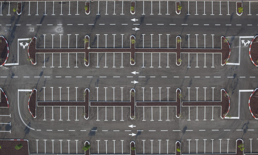 A parking lot from above. Learn how to improve your parking lot here.