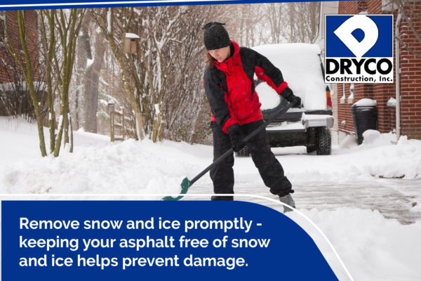 keeping asphalt free of snow and ice helps prevent damage