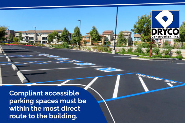 Compliant accessible parking lot spaces