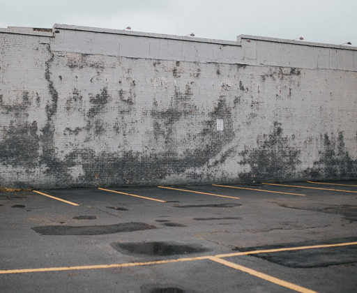 parking lot with pot holes
