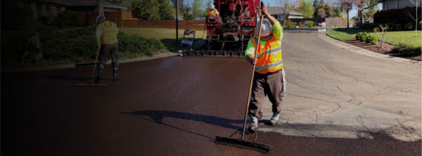 applying slurry seal on residential streets